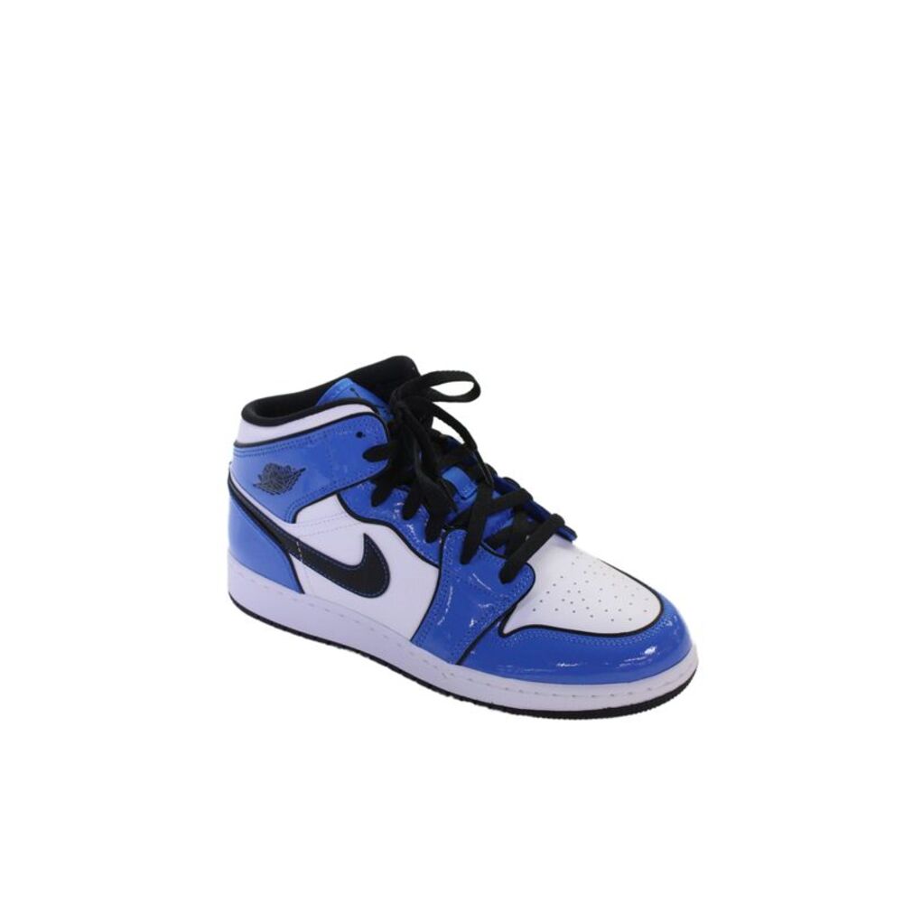 Nike Boys Lace Up Air Jordan 1 Mid SE Basketball Sneakers Signal Blue Size 7